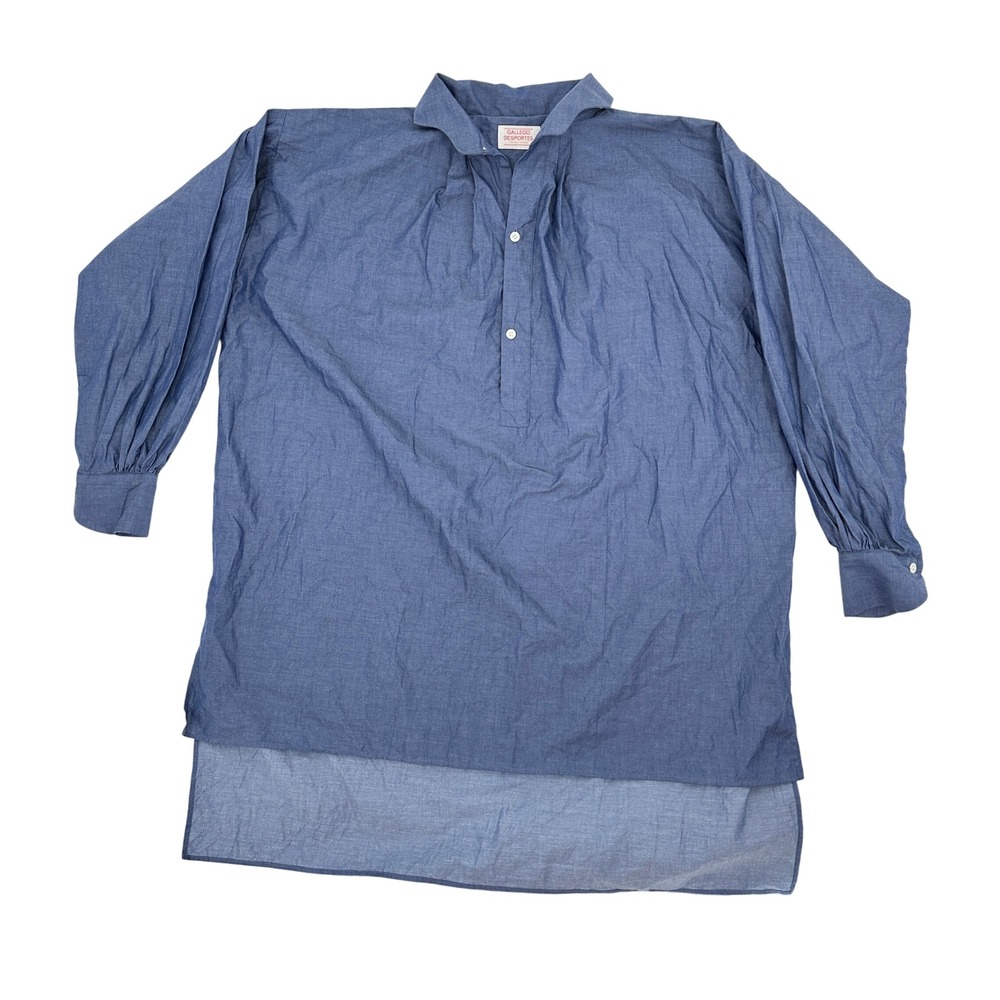 Gallego Desportes Blue Cotton Poplin Oversized Shirt Dress Made‎ in France Small